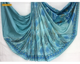 Sky blue malgudi fancy silk printed saree 