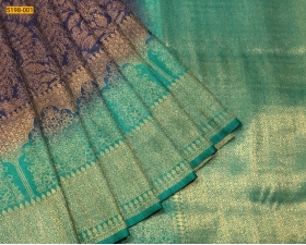 Navy blue Banarasi Soft Silk Saree