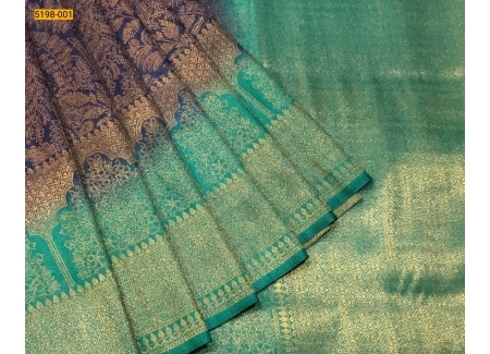 Navy blue Banarasi Soft Silk Saree