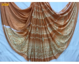 Orange Crape Silk Printed Saree