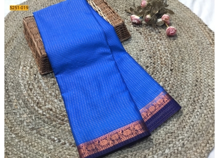 Blue Fancy Mysore Crepe Silk Saree