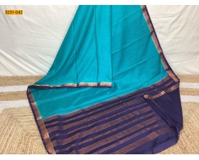  Blue Fancy Mysore Crepe Silk Saree