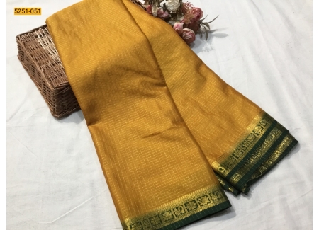 Mustard Fancy Mysore Crepe Silk Saree