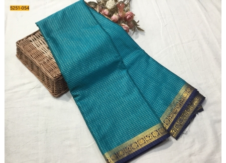 Rama Blue Fancy Mysore Crepe Silk Saree