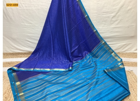 Royal Blue Fancy Mysore Crepe Silk Saree