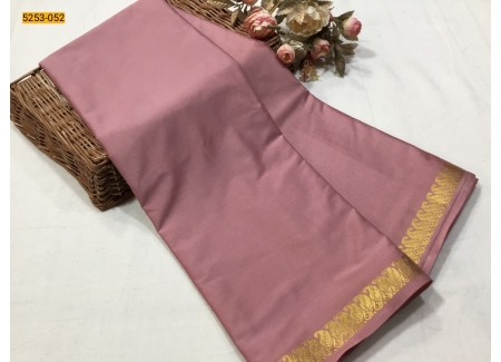 Onion pink Plain Mysore Silk Fancy Saree