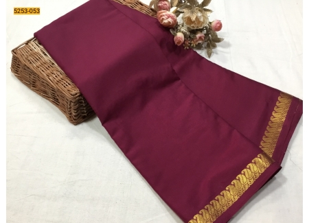 Maroon Plain Mysore Silk Fancy Saree