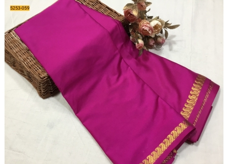 Dark Pink Plain Mysore Silk Fancy Saree