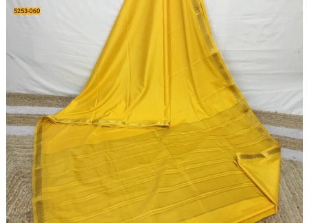 Yellow Plain Mysore Silk Fancy Saree