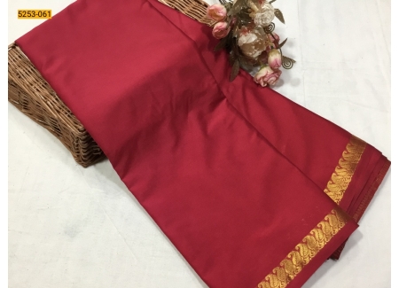 Red Plain Mysore Silk Fancy Saree