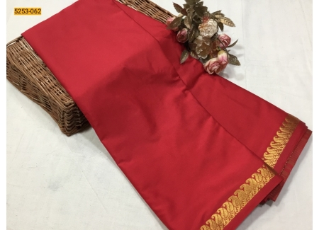 Red Plain Mysore Silk Fancy Saree