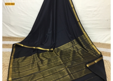 Black Plain Mysore Silk Fancy Saree