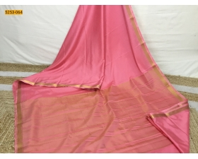 Baby Pink Plain Mysore Silk Fancy Saree