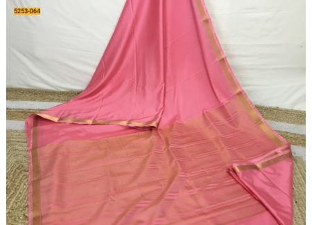Baby Pink Plain Mysore Silk Fancy Saree