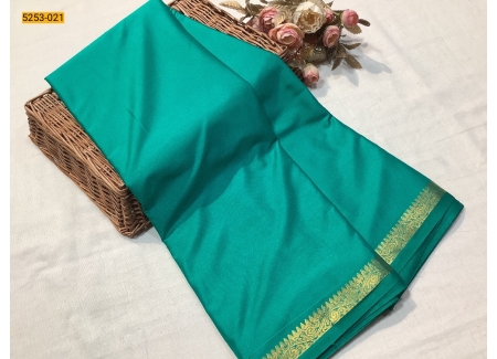 Green Plain Mysore Silk Fancy Saree