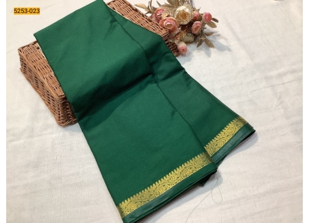 Green Plain Mysore Silk Fancy Saree
