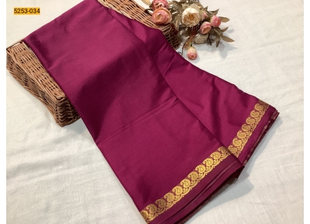 Magenta Plain Mysore Silk Fancy Saree