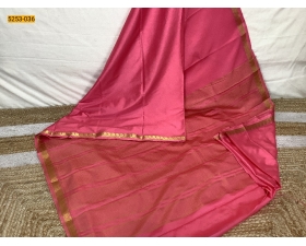 Pink Plain Mysore Silk Fancy Saree