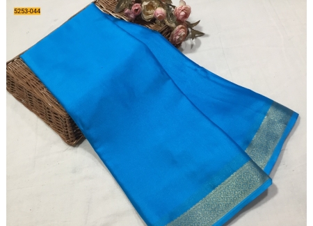 Blue Plain Mysore Silk Fancy Saree