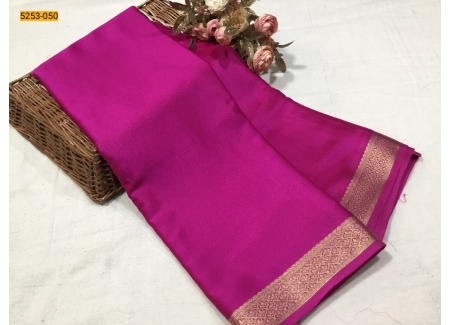 Rose Plain Mysore Silk Fancy Saree