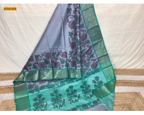 Gray Pochampally Ikkat Print Soft Silk Saree