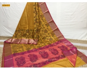 Yellow Pochampally Ikkat Print Soft Silk Saree