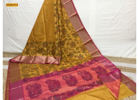 Yellow Pochampally Ikkat Print Soft Silk Saree