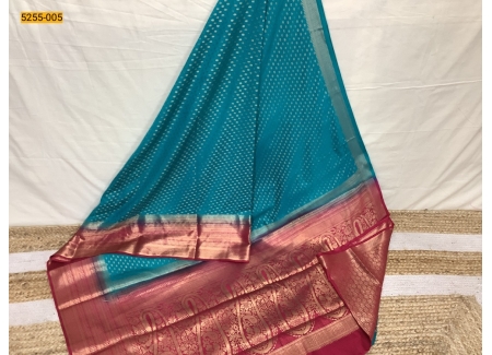 Blue Mysore Soft Silk 1000 Putta Saree