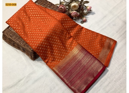 Orange Mysore Soft Silk 1000 Putta Saree