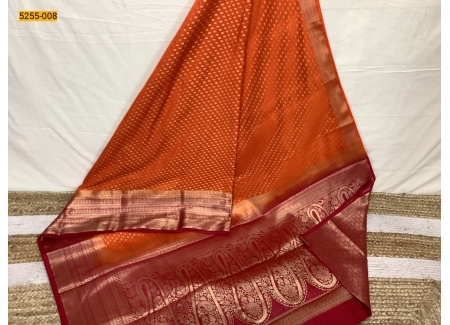 Orange Mysore Soft Silk 1000 Putta Saree