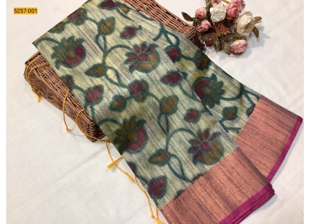 Sandal Pochampally Ikkat Print Silk Cotton Blend Saree
