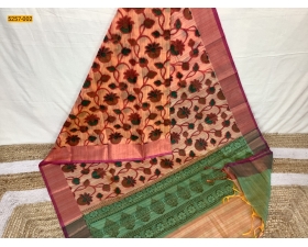 Orange Pochampally Ikkat Print Silk Cotton Blend Saree