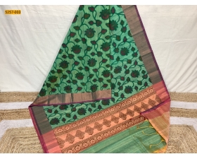 Green Pochampally Ikkat Print Silk Cotton Blend Saree