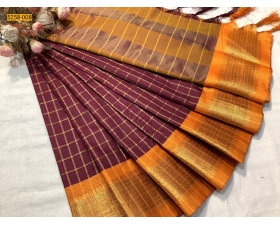 Fancy Soft Silk Cotton Checked Saree