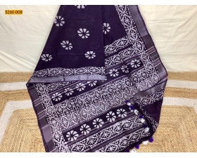 Violet Batik Pure Soft Linen Saree