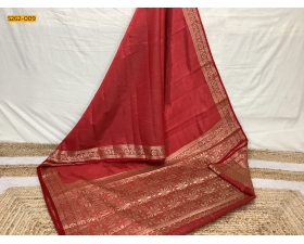Red Premium Semi Tussar Silk Saree