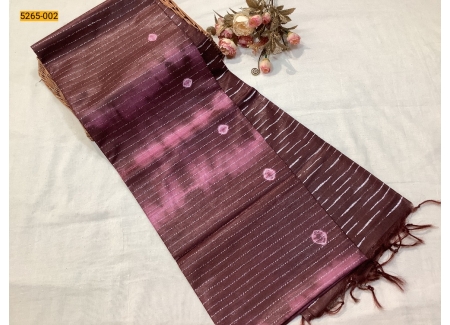 Brown Batik Pure Soft Linen Saree