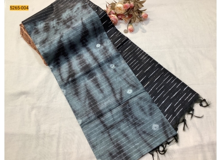 Gray Batik Pure Soft Linen Saree