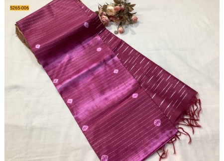 Purple Batik Pure Soft Linen Saree