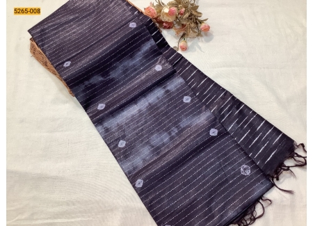 Black Batik Pure Soft Linen Saree