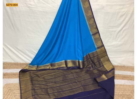 Blue Mango Border Mysore Silk Fancy Saree