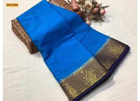 Blue Mango Border Mysore Silk Fancy Saree
