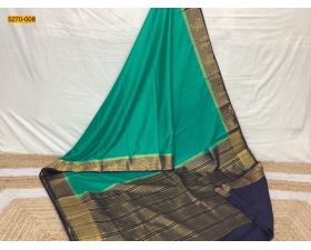 Rama Green Mango Border Mysore Silk Fancy Saree