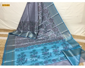 Gray Pochampally Ikkat Print Soft Silk Saree