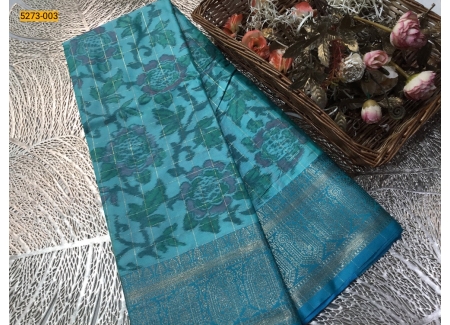 Green Pochampally Ikkat Print Soft Silk Saree