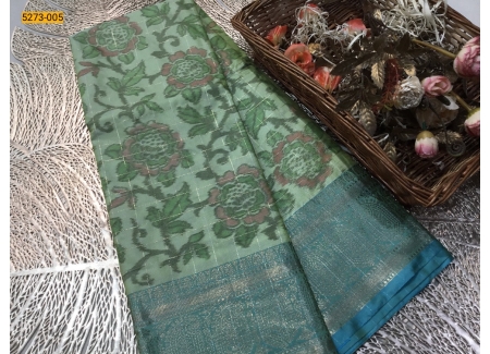 Green Pochampally Ikkat Print Soft Silk Saree