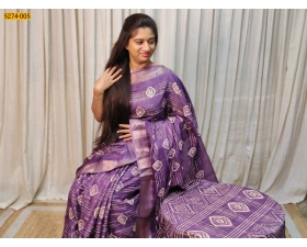 Violet Bandhini Printed Silk Saree