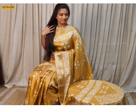 Golden Bandhini Printed Silk Saree