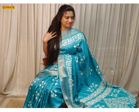 Blue Bandhini Printed Silk Saree