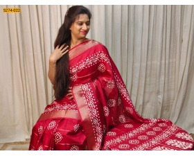 Red Bandhini Printed Silk Saree